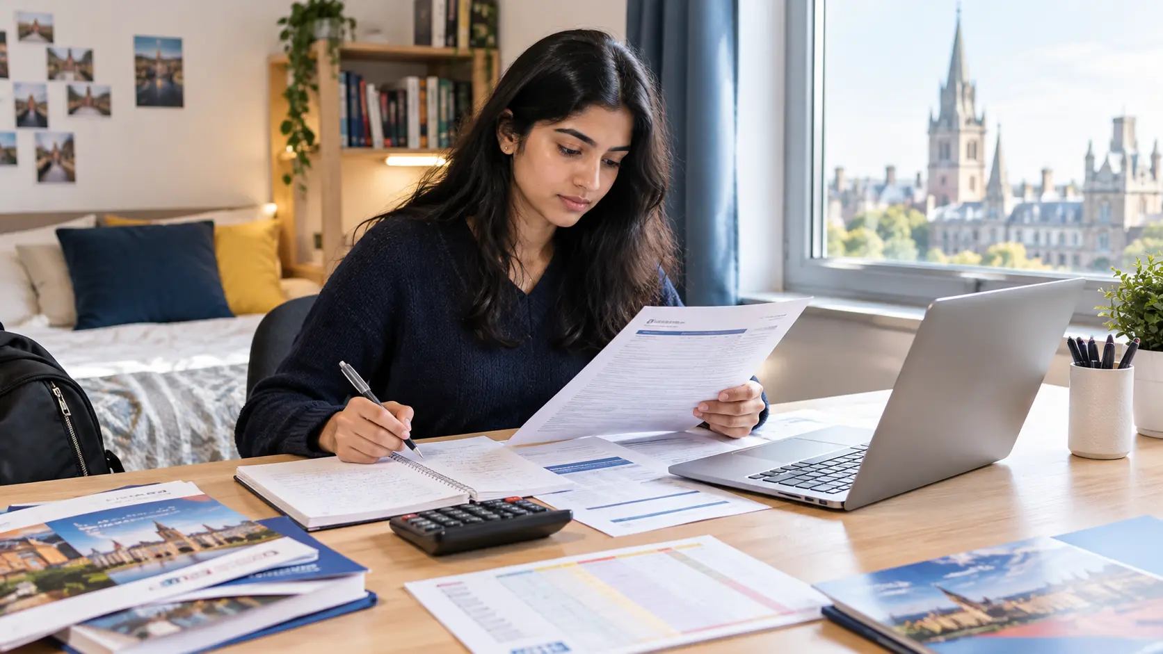 Indian student planning a study abroad budget for Europe or the UK